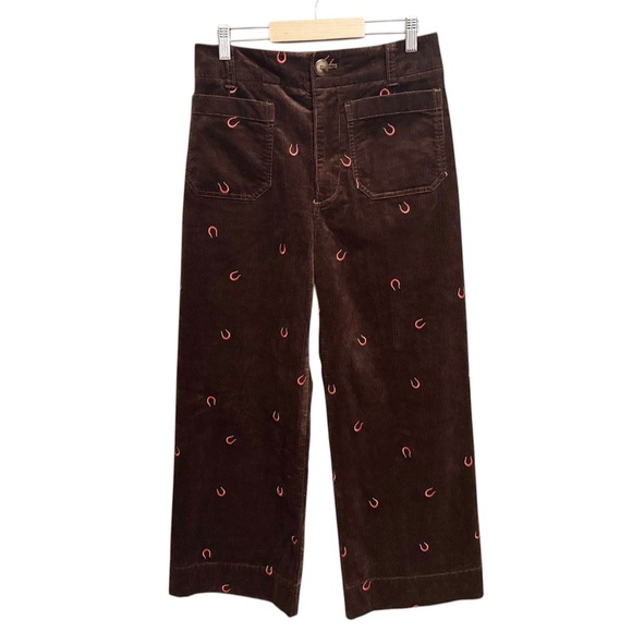 Anthropologie Maeve The Colette Corduroy Crop Wide Leg Pants Horseshoe - Picture 2 of 6